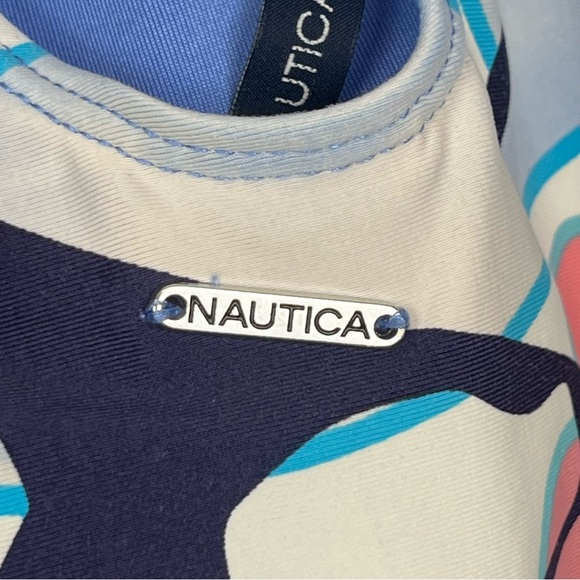 Nautica multi color tropical print crossback 1 pc. modest swimsuit, large. - Picture 7 of 13